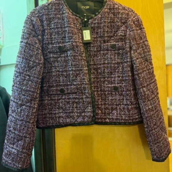 Maje Purple quilted tweed jacket NWT $535 Size 40 - Picture 8 of 8